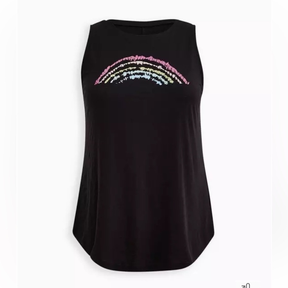 NWT Torrid Celebrate Love Classic Fit Tank Heritage Slub Rainbow Black